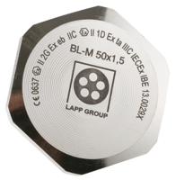 52103163 Lapp Blanking Plug, M50, Nickel Plated Brass, 59mm Diameter, Threaded