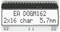 ea-dogm162w-a Display Visions EA DOGM162W-A Alphanumeric LCD Display, White on Black, 2 Rows by 16 Characters, Transflective