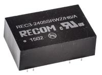 rec3-2405srwzh6a Recom REC3 DC-DC Converter, 5V dc/ 600mA Output, 9 → 36 V dc Input, 3W, Through Hole, +85°C Max Temp -40°C Min