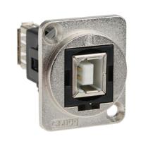 907-5628 RS PRO Straight, Panel Mount, Socket to Socket- Dual Port Type B to A 2.0 USB Connector