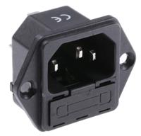 811-7213 RS PRO C14 Panel Mount IEC Connector Male, 10A, 250 V, Fuse Size 5 x 20mm