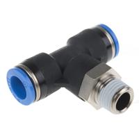 qst-14-10 Festo QS Series Tee Threaded Adaptor, Push In 10 mm to Push In 10 mm, Threaded-to-Tube Connection Style, 153112