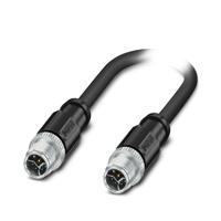 1276285 Phoenix Contact, 5m Cat5, Black M12 to Male M12 Male, Tinned Copper Braid Shielded, Terminated