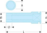 nmb33 Facom 33mm, 1 in Drive Impact Socket, 100 mm length