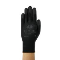 48126060 Ansell EDGE 48-126 Black Polyester Polyester Work Gloves, Size 6, Polyurethane Coating