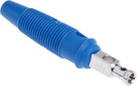 930061102 Hirschmann Test & Measurement Blue Male Banana Plug, 4 mm Connector, Solder Termination, 30A, 30 V ac, 60V dc, Nickel