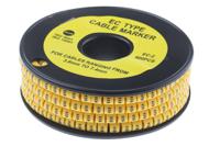 812-1063 RS PRO Slide On Cable Markers, Black on Yellow, Pre-printed "Earth Symbol", 3.6 → 7.4mm Cable