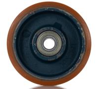 7020-cc LAG Blue, Orange Polyurethane Abrasion Resistant, High Load Capacity, Laceration Resistant, Non-Marking Trolley Wheel,