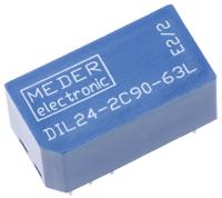 dil24-2c90-63l Meder PCB Mount Reed Relay, 24V dc Coil, DPDT, 175V dc Max, 0.5 A Max, 2000Ω