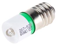 207-539 RS PRO Green LED Indicator Lamp, 6V ac/dc, E10 Base, 10mm Diameter, 1610mcd