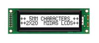 mc22005a6w-fptlw-v2 Midas MC22005A6W-FPTLW-V2 A Alphanumeric LCD Display White, 2 Rows by 20 Characters, Transmissive