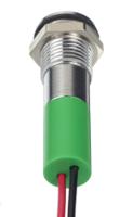 249-4319 RS PRO Green Panel Mount Indicator, 24V dc, 8mm Mounting Hole Size, Lead Wires Termination, IP67