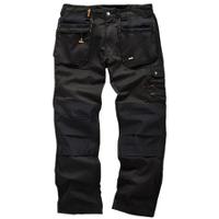 t51796 Scruffs Worker Plus Trouser Men's Black Polyester, Cotton, Size Regular 32in L
