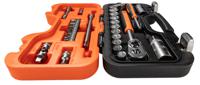 s330 Bahco 34-Piece Metric 1/4 in; 3/8 in Standard Socket/Bit Set with Ratchet, 6 point; Hex Bit; Phillips Bit; Slotted Bit