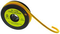812-0837 RS PRO Slide On Cable Markers, Black on Yellow, Pre-printed "9", 3 → 4.2mm Cable