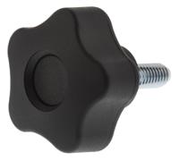 69851 Elesa  Black Multiple Lobes Clamping Knob, M6, Threaded Stud