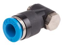 qslv-m5-6 Festo QS Series Elbow Threaded Adaptor, M5 Male to Push In 6 mm, Threaded-to-Tube Connection Style, 190666