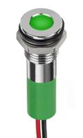 249-4319 RS PRO Green Panel Mount Indicator, 24V dc, 8mm Mounting Hole Size, Lead Wires Termination, IP67