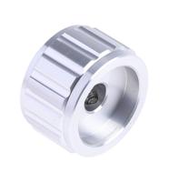 498-867 RS PRO 25mm Silver Potentiometer Knob for 6.4mm Shaft Splined