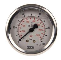 46852703 WIKA G 1/4 Analogue Pressure Gauge 100bar Back Entry 63mm Outside Diameter, UKAS