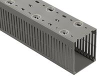 184-10329-htwd-pn-80x100-pvc-gy HellermannTyton HTWD-PN Grey Slotted Panel Trunking - Wide Slot, W80 mm x D100mm, L2m, PVC