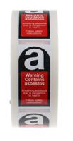 763-2070 RS PRO Black/Red/White Vinyl Safety Labels, Breathing Asbestos Dust Is Dangerous To Health, Follow Safety Instructions,