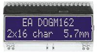 ea-dogm162b-a Display Visions EA DOGM162B-A Alphanumeric LCD Display, White, Yellow-Green on Blue, 2 Rows by 16 Characters,