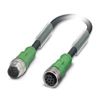 1415739 Phoenix Contact Male 8 way Straight Plug M12 to Female 8 way Straight Socket M12 Sensor Actuator Cable, 1.5 m