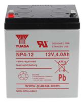 np4-12 Yuasa 12V Faston 4.8mm Sealed Lead Acid Battery, 4Ah