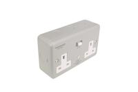 h22mp-c Powerbreaker PowerBreaker H 13A, BS Fixing, Passive, 2 Gang RCD Socket, Surface Mount No, IP40 , Outdoor, 250 V, Grey