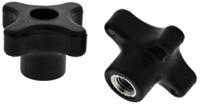 702-7756 RS PRO Black 4-Arm Clamping Knob, M8, Threaded Through Hole