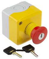 xalk188e Schneider Electric, Red/Yellow/Grey, Key Reset 40mm Mushroom Head Emergency Button