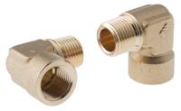 0144-21-21 Legris Brass Pipe Fitting, 90° Threaded Elbow, Male R 1/2in to Female G 1/2in