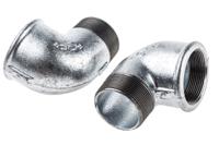 770092209 Georg Fischer Galvanised Malleable Iron Fitting, 90° Elbow, Male BSP 2in to Female BSP 2in