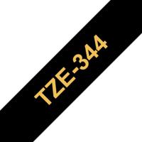 tze-344 Brother Gold on Black Label Printer Tape, 8 m Length, 18 mm Width