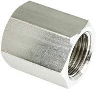 1855-21-21 Legris Stainless Steel Pipe Fitting, Straight Hexagon Coupler, Female G 1/2in x Female G 1/2in
