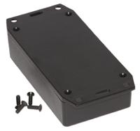 1591xxbflbk Hammond 1591 Series Black Flame Retardant ABS Enclosure, IP54, Flanged, Black Lid, 112 x 64 x 28mm