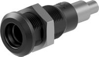 643042-21 Staubli Black Socket Test Socket, Solder Termination, 25A, 30V ac, Nickel Plating