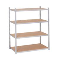 zsraytub15604ed00 Manorga Galvanised 4 Shelf Galvanised Steel Quickshelf Starter Bay, 1760mm x 1500mm, 600mm, 120kg Load