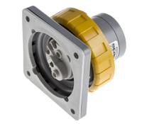 2481690 Scame IP67 Yellow Panel Mount 2P + E Industrial Power Plug, Rated At 16A, 110 V