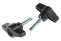 169-288 RS PRO Black Wing Clamping Knob, M6, Threaded Stud