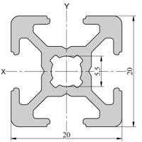 264-7855 RS PRO Silver Aluminium, Anodized Profile Strut, 20 x 20 mm, 6mm Groove, 2m Length