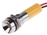 723-9416 RS PRO Yellow Panel Mount Indicator, 12V dc, 8mm Mounting Hole Size, Lead Wires Termination, IP67