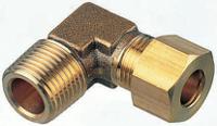 0109-04-10 Legris Brass Pipe Fitting, 90° Compression Elbow, Male R 1/8in to Female 4mm