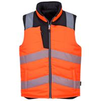 pw374obrxxl Portwest Black/Orange Stain Resistant Hi Vis Bodywarmer, XXL
