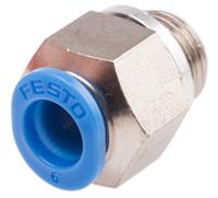 qsm-g18-6 Festo QS Series Straight Threaded Adaptor, G 1/8 Male to Push In 6 mm, Threaded-to-Tube Connection Style, 186265