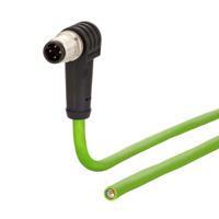 30064250 Metz-Connect, 5m Cat5e, Green M12 to Male, Shielded, Unterminated Polyurethane Sheath