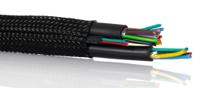170-12500-hegp25-pet-bk HellermannTyton Expandable Braided PET Black Cable Sleeve, 25mm Diameter, 5m Length, Helagaine HEGP Series