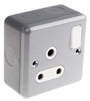 k2873-alm MK Electric Metalclad Plus Grey 1 Gang Plug Socket, 2 Poles, 15A, Indoor Use