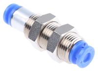 kce04-00 SMC KC Series Bulkhead Tube-to-Tube Adaptor, Push In 4 mm to Push In 4 mm, Tube-to-Tube Connection Style